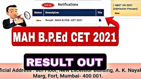 B.P.Ed CET RESULT 2021 | MAH B.P.Ed CET 2021 RESULT | B.Ed CET RESULT 2021 | #bedcetresult2021 #cet