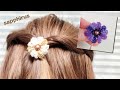 【ビーズステッチ】編み方解説付き/シリンダービーズで作るお花のヘアアクセサリー/ポニーフックの作り方　How to make hair accessories with TOHO AIKO Beads