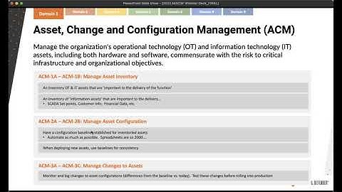 AESCSF Domain 1: Asset, Change and Configuration Management (ACM)