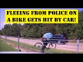 Man runs from State Police on a bicycle - Gets hit by a car on the Interstate!  #pursuit #chase