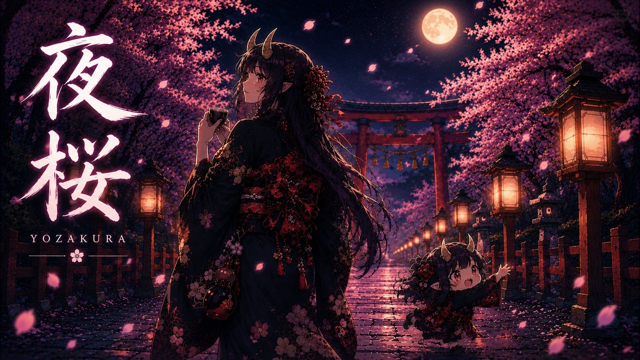 夜桜 ─ 鬼女と歩く春の夜 | Japanese Lo-fi for Study, Relaxation