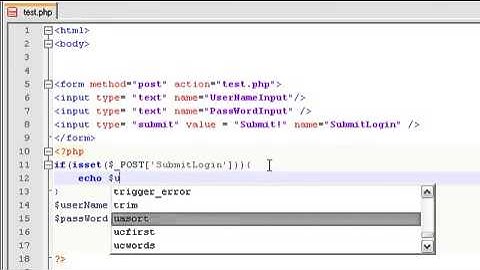PHP Tutorial Video 14   Login Form 1   PHP isset function, Starting Login Form