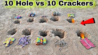 10 Hole vs 10 Different Type Of Crackers || 10 अलग अलग पटाखे 10 छेद | Different Firecrackers Testing