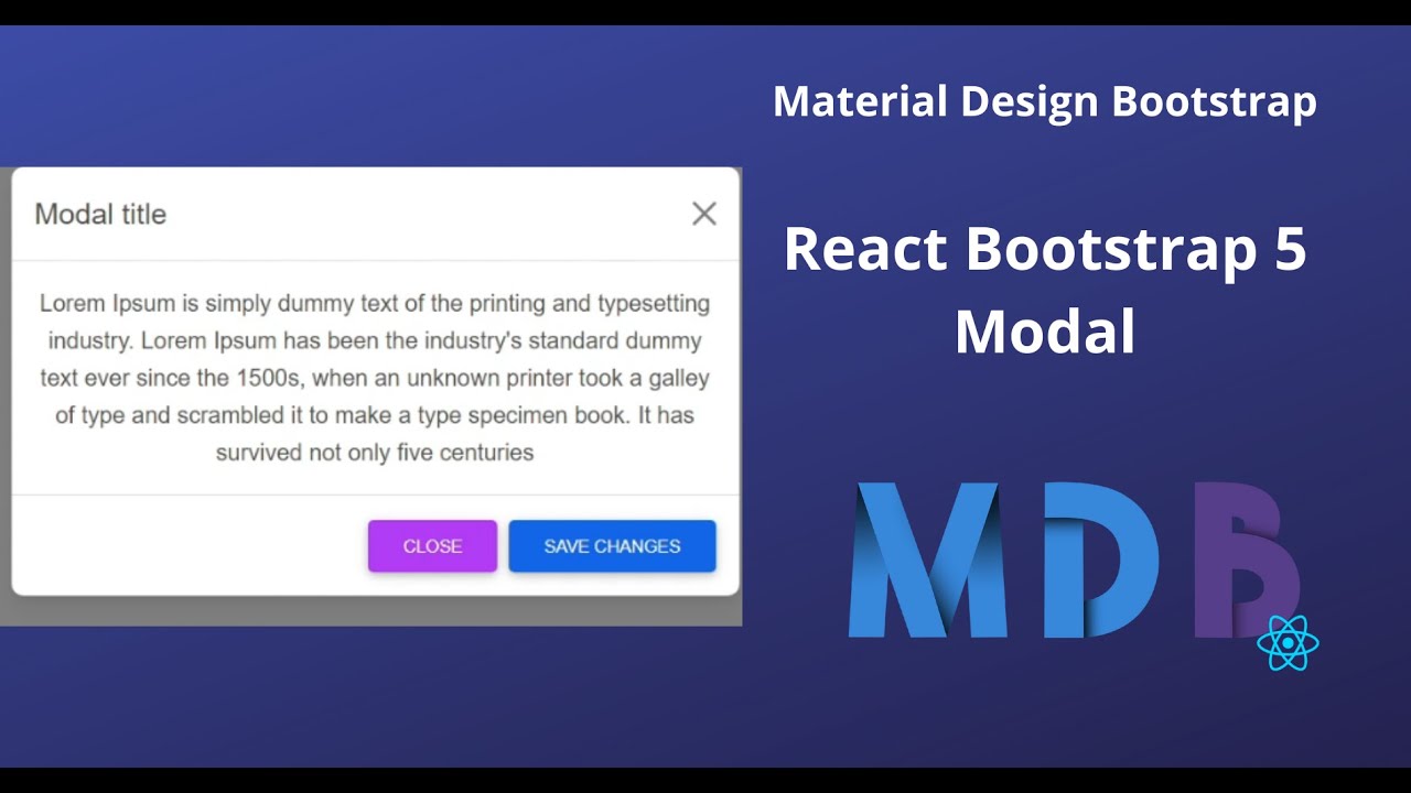 React Material Design Bootstrap 5 - Modal - Part 6 - YouTube