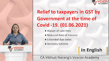 Relief to Taxpayers in GST 01.06.2021 in English I Reduced Interest I  Waiver of Late Fees