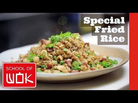 how to prepare fried rice, filmed in china, rice prepared by Chinese chief cook. it is so simple, an. 