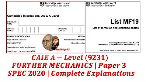 CIE A-LEVEL FURTHER MECHANICS SPECIMEN PAPER 3 2020