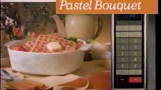 Corning Ware  - Microwaveable  - Commercial  - Pastel Bouquet  - French White -  Shadow Iris (1990)
