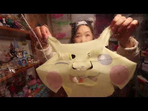 [ASMR]君の顔にピカチュウのフェイスパック♥かっさ、コロコロでお手入れ✋Face care with Pokemon Pikachu✋