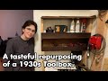 Tastefully repurposing a vintage wooden toolbox, when a restoration isn&#39;t quite reasonable.