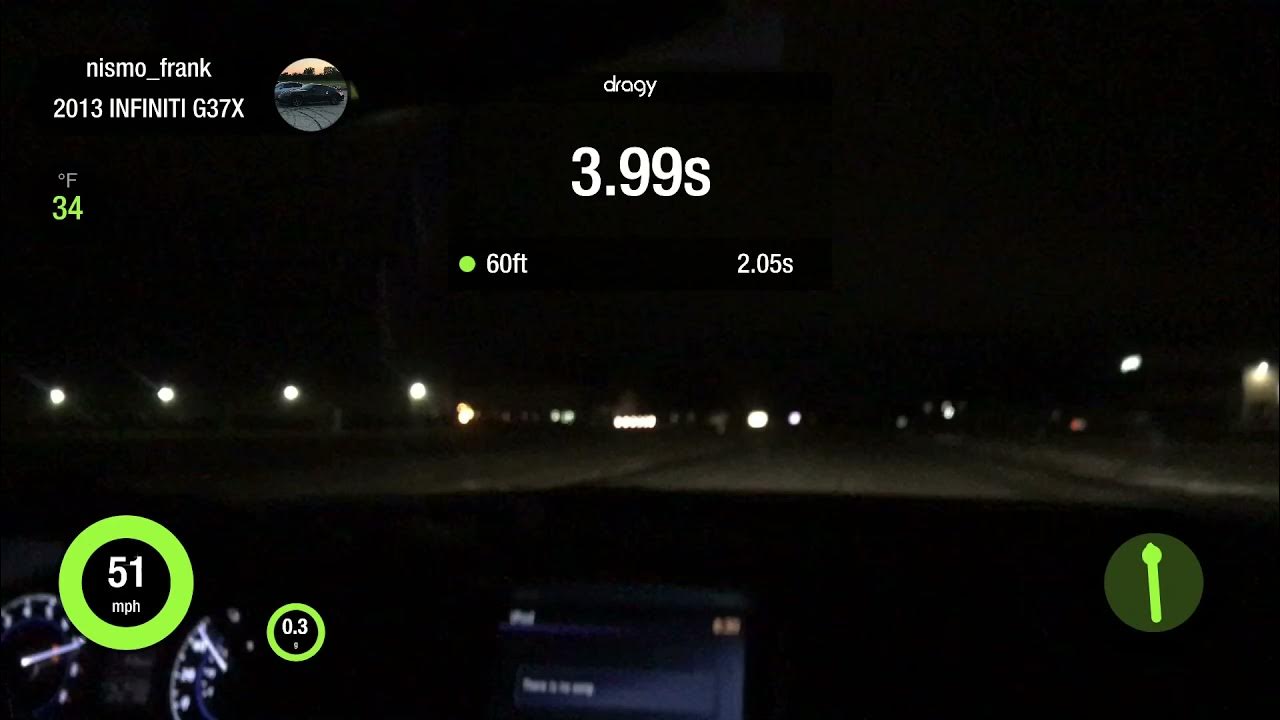Infiniti G37X Dragy (060mph) DropIn Filters, Test Pipes, Invidia
