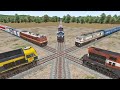 Five Trains on Forked Railroad :--: Cross Each other at Diamond Crossing --:-- Train simulator
