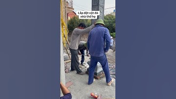 Lắp đặt cột đá nhà thờ bằng bê tông giả gỗ tại Hưng Yên #vtkong #xaynhatho #nhathoho