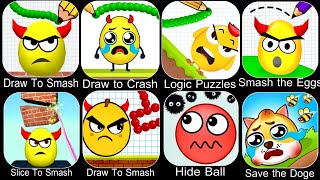 Draw to Smash Gameplay,Draw To Smash,Hide Ball,Logic Puzzles,Draw to Crash,Smash the Eggs,Android screenshot 2