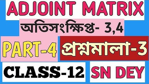 #4, Adjoint Matrix Class 12 SN Dey  EX-3 | MATH vs MATH