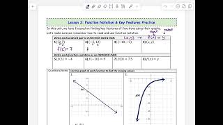 Function Notation and Key Features Lesson