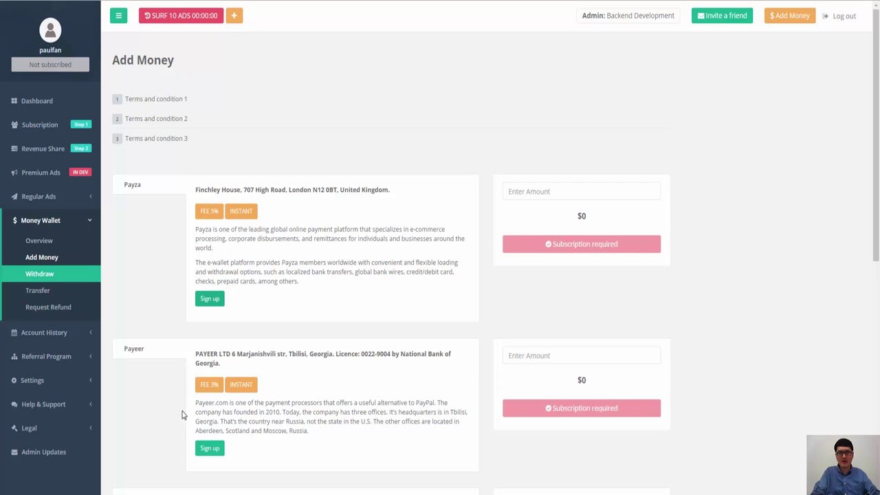 Buy Bitcoin Add to the Payza Then Pay Rev Share Explain