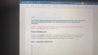 Virtual platelet lab instructions