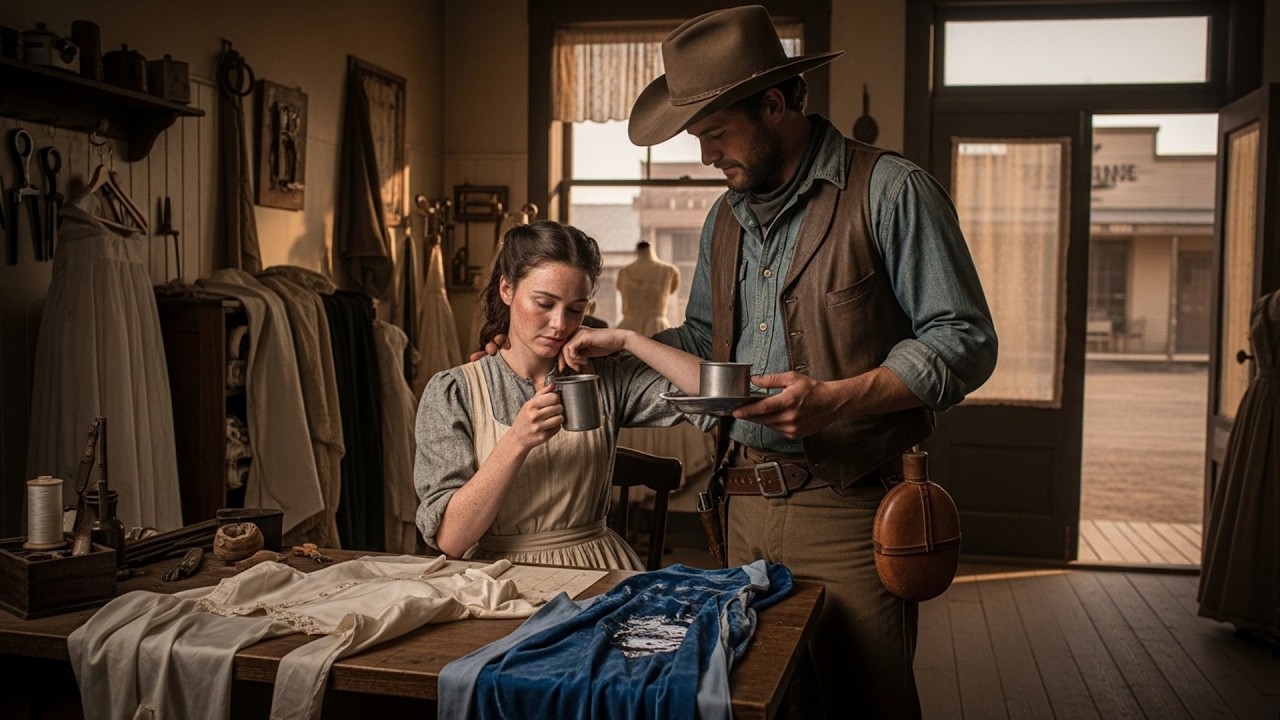 The Dressmaker Was Going Hungry To Buy Fabric For Orders, Cowboy Made Sure She Ate Before She Sewed