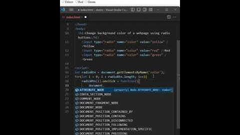 In JavaScript how to change background color of webpage/document using radio buttons #shorts #short