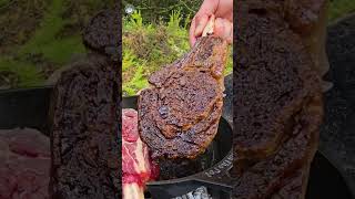 Wild Steak Bites Over Fire 🔥🥩 #fyp #viral #shorts #food #youtubeshorts #asmrfood