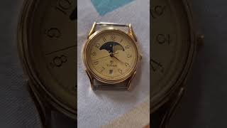 vintage#titan moon phase watch gold .