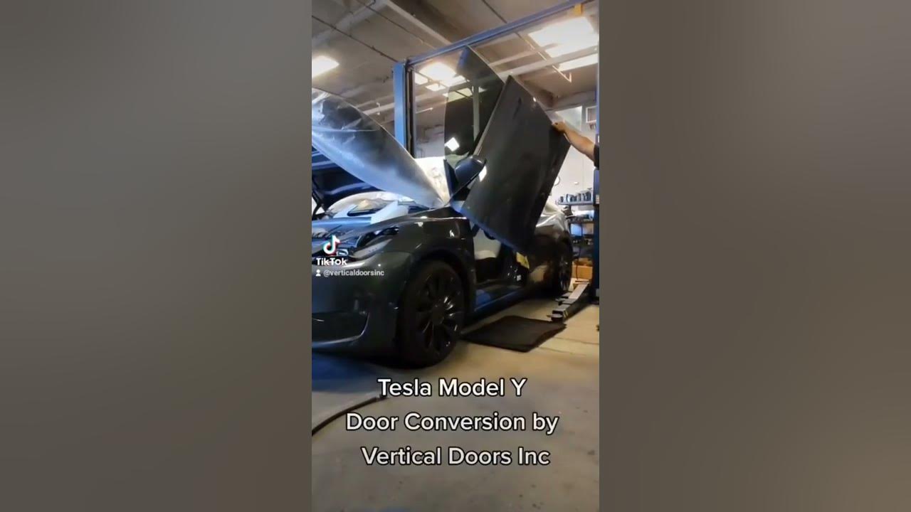 Tesla Model Y Door Conversion Kit by Vertical Doors Inc AKA Lambo Doors # teslamodely #lambodoors #ev 