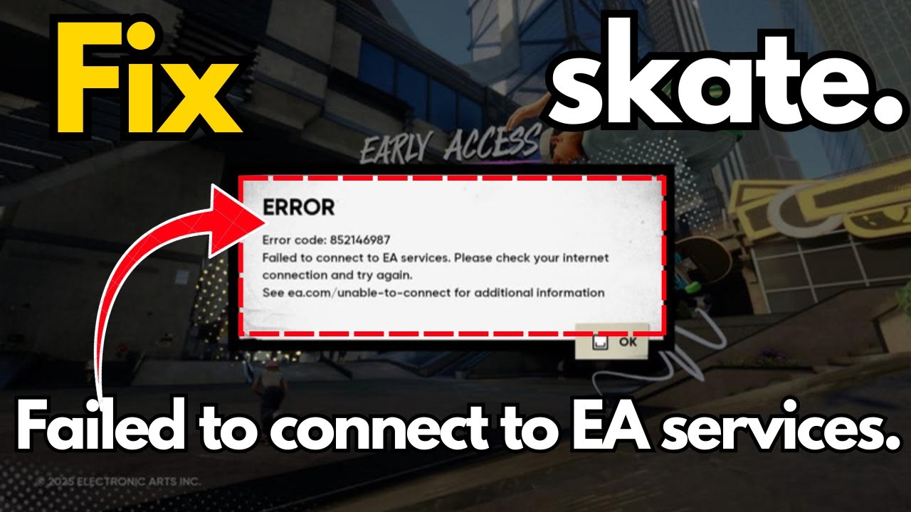 Skate failed to connect to EA services fix - YouTube