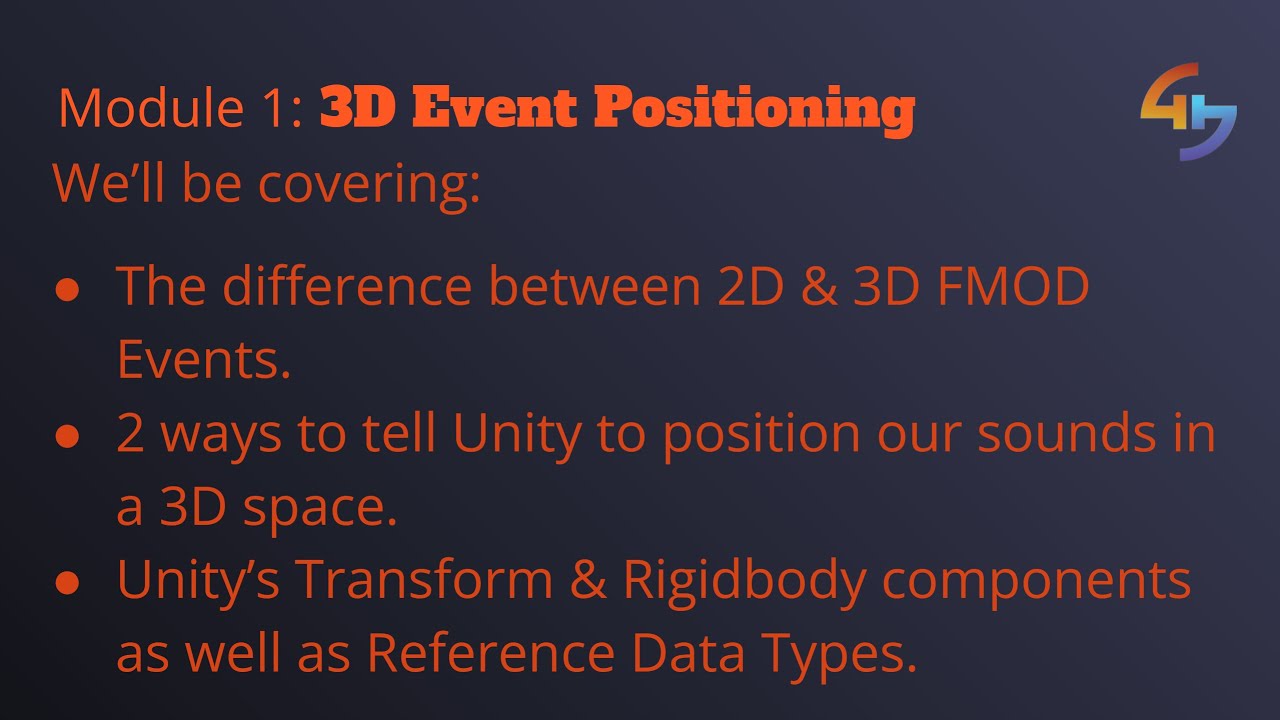 3D Event Positioning | Module 1 Lesson 4 | FMOD & Unity Essentials ...