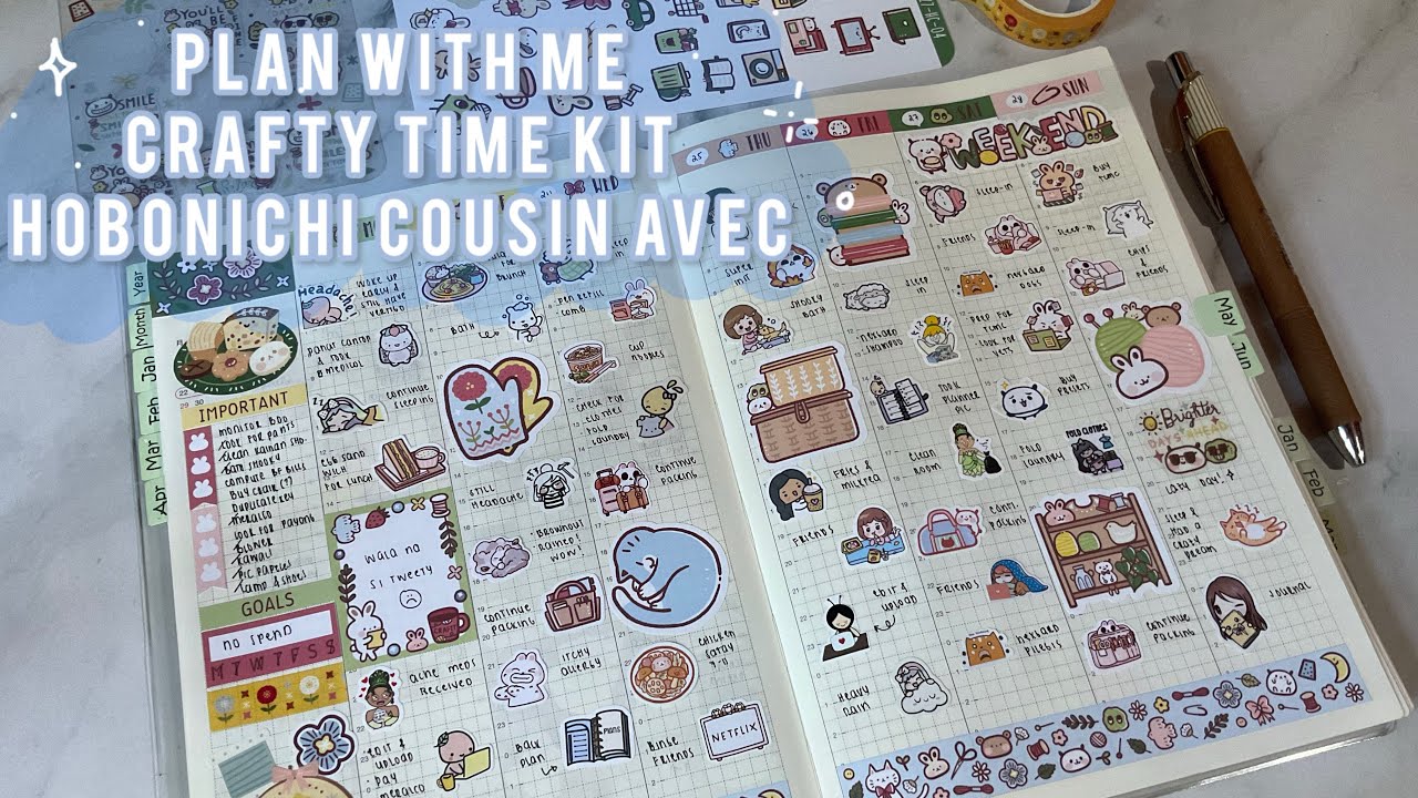 Plan With Me | Crafty Time Theme | Week 17 | Hobonichi Cousin Avec | Happydaya Stickers