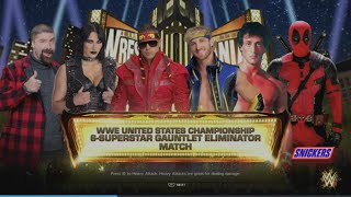 WWE 2K24 Rhea VS Miz, Paul, Balboa, Foley, Deadpool 6-Superstar Gauntlet Elm. Match WWE U.S. Tittle