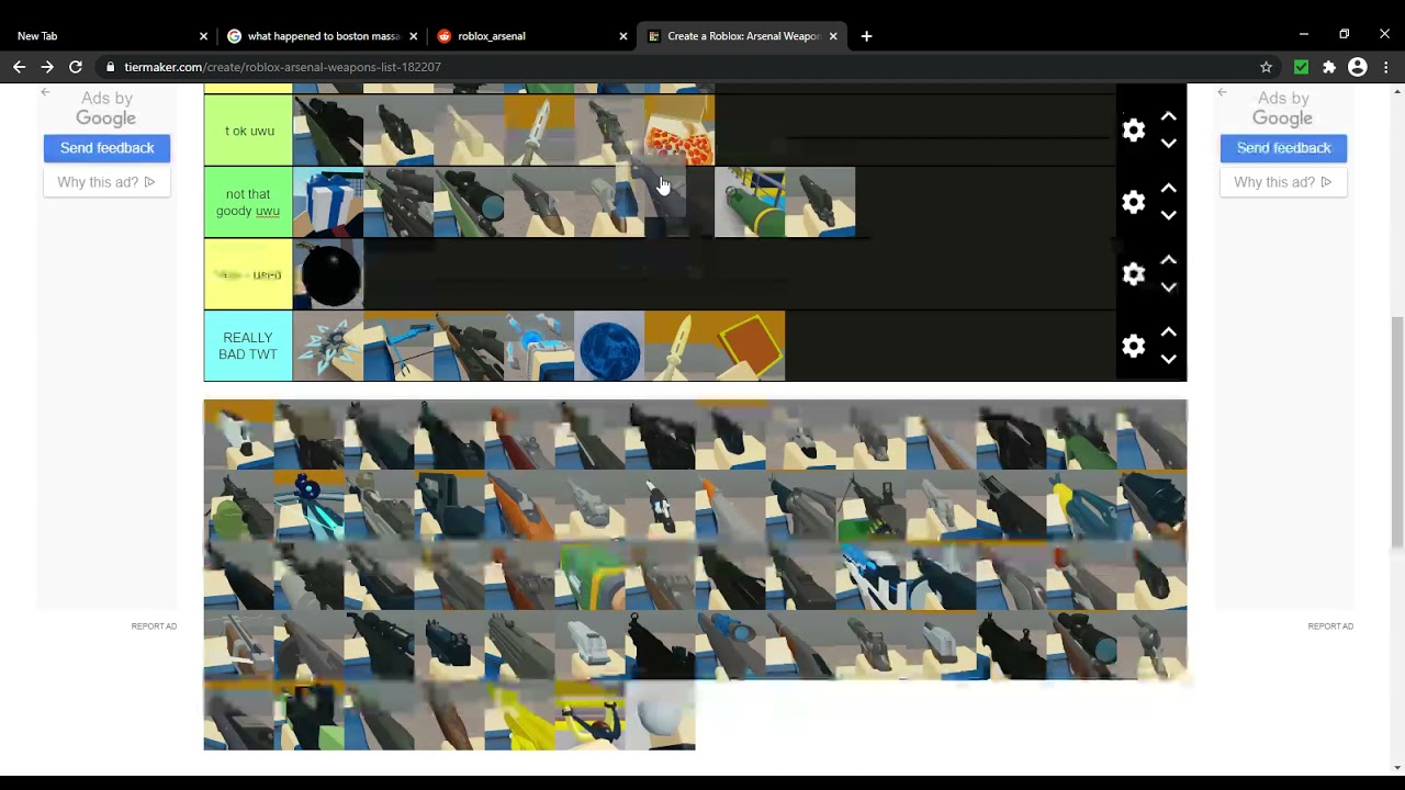 Arsenal Weapons List Tier List