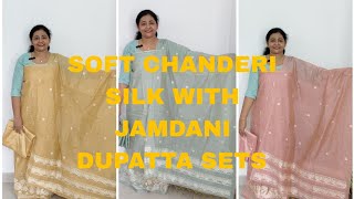 SOFT CHANDERI SILK WITH JAMDANI DUPATTA SETS || FREE SHIPPING:+91 9061630106 screenshot 1