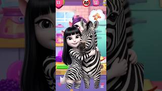 Talking Angela &amp; Zebra Shine Together! 🦓✨ Cutest Friendship Ever! #Shorts