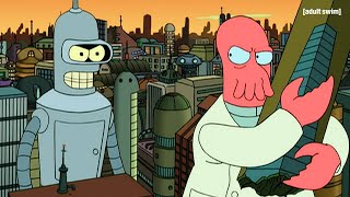 Giant Bender and Giant Zoidberg Face-Off | Futurama | adult swim