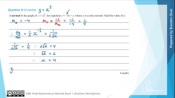 VCAA Mathematical Methods 2006 Exam 1 - Question 8