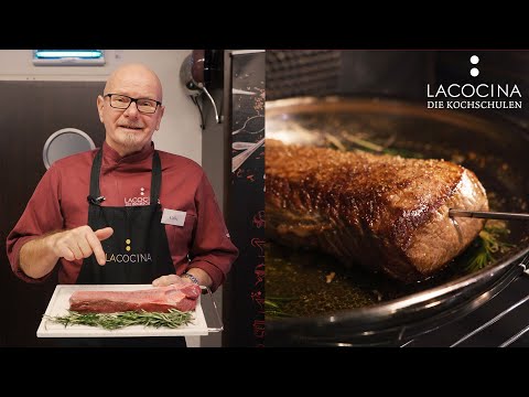 Hirschrücken zartrosa im Ofen zubereiten | La Cocina Kochschule