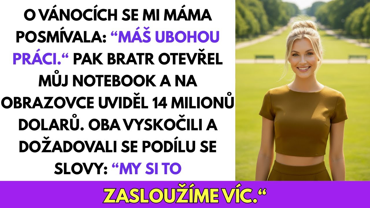 Uprostřed vánoční večeře mě máma před celou rodinou shodila: „Olivia pořád jen tak sedí u počítače, místo pořádné práce.“ Všichni se smáli, nejvíc můj bratr. Neřekla jsem nic. Jen jsem se usmála a...