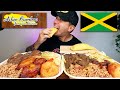 JERK CHICKEN + CURRY GOAT + RICE & PEAS | JAMAICAN FOOD MUKBANG | ACKEE BAMBOO JAMAICAN CUISINE