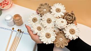 A STUNNING PICTURE WITH JUTE AND YARN FLOWERS! 😍 NO NEEDLES OR HOOKS! DIY