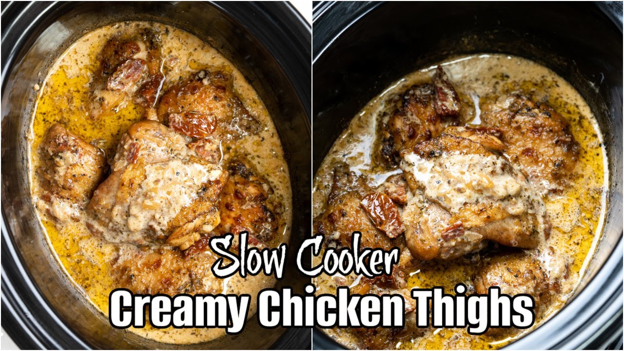 Slow Cooker Creamy Chicken Thighs YouTube