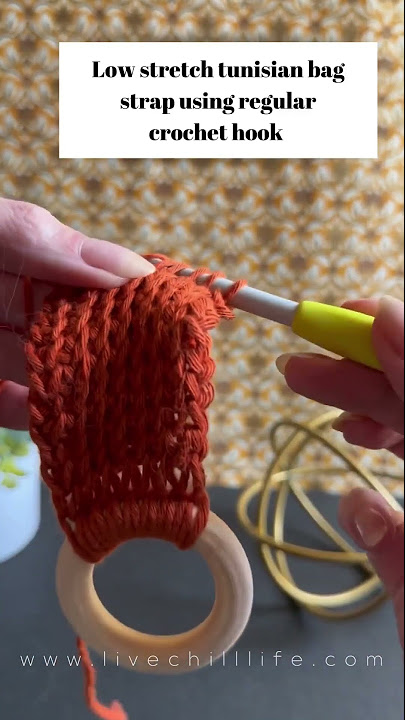 Tunisian no stretch bag strap using regular crochet hook 