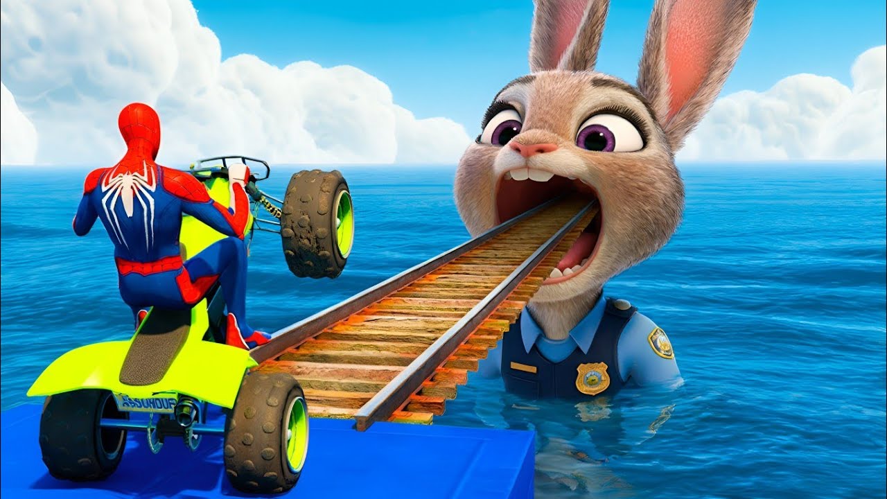 SPIDER-MAN against JUDY Ride on Motorcycle STUNT FUNNY MOMENTS | GTA 5 MULTIVERSE