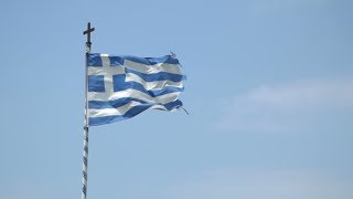 Greek Flag Waving In The Blue Sky Stock Footage - Videohive