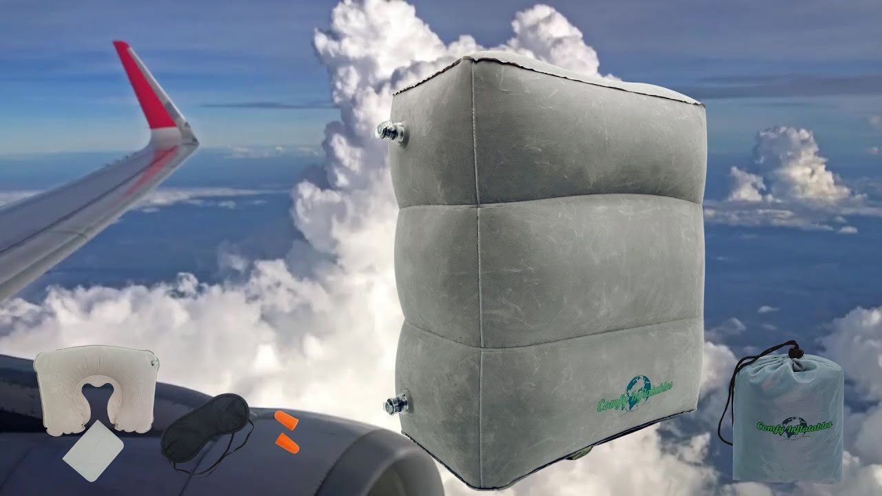 Comfy Inflatable Foot Rest Adjustable Airplane Leg Rest Pillow