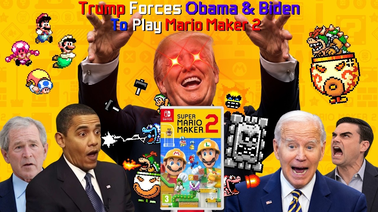 Trump Forces Obama & Biden to Play Mario Maker 2 [FULL]