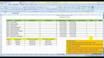 Latihan Soal Excel DAFTAR TAMU HOTEL Menggunakan rumus Vlookup dan IF