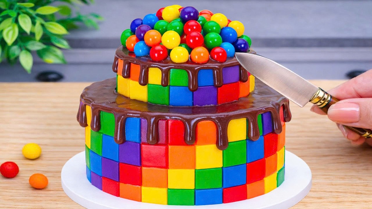 How to Make Rainbow Cake vs Chocolate Drip 🌈🍫 | Satisfying Mini Cake Decorating & ASMR