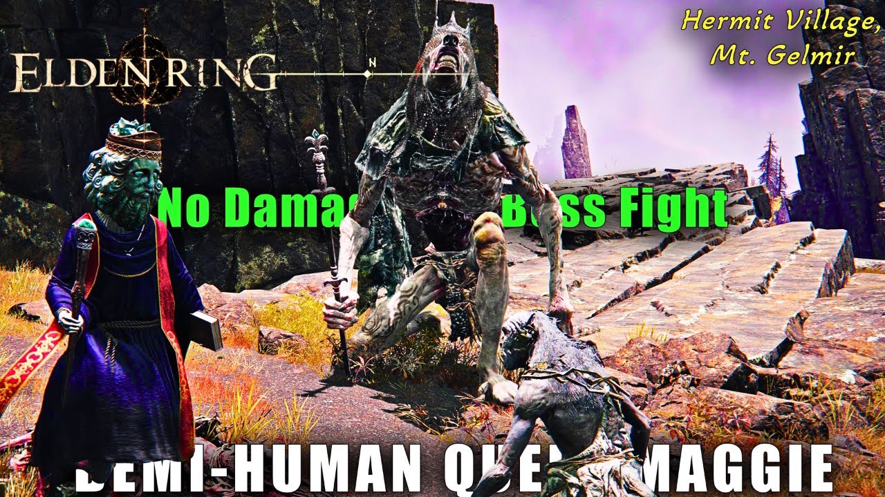 Elden Ring Demi-Human Queen Maggie Boss Fight [Solo, No Damage], Hermit Village Mt. Gelmir