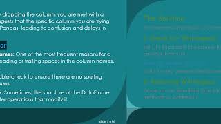 Resolving KeyError Issues When Using the Drop Function in Python Pandas